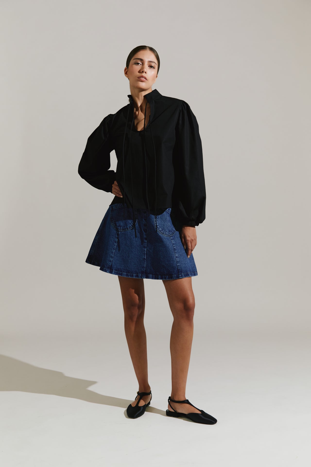Blusa cuello mao manga larga
