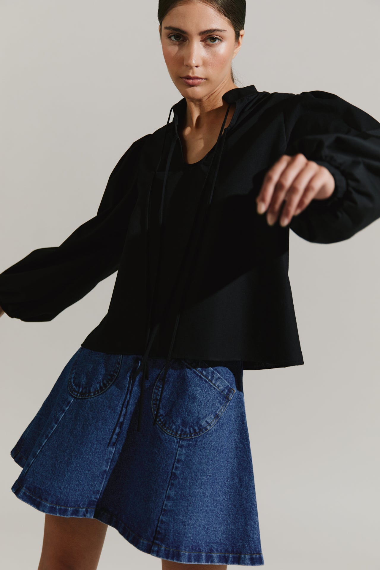 Blusa cuello mao manga larga