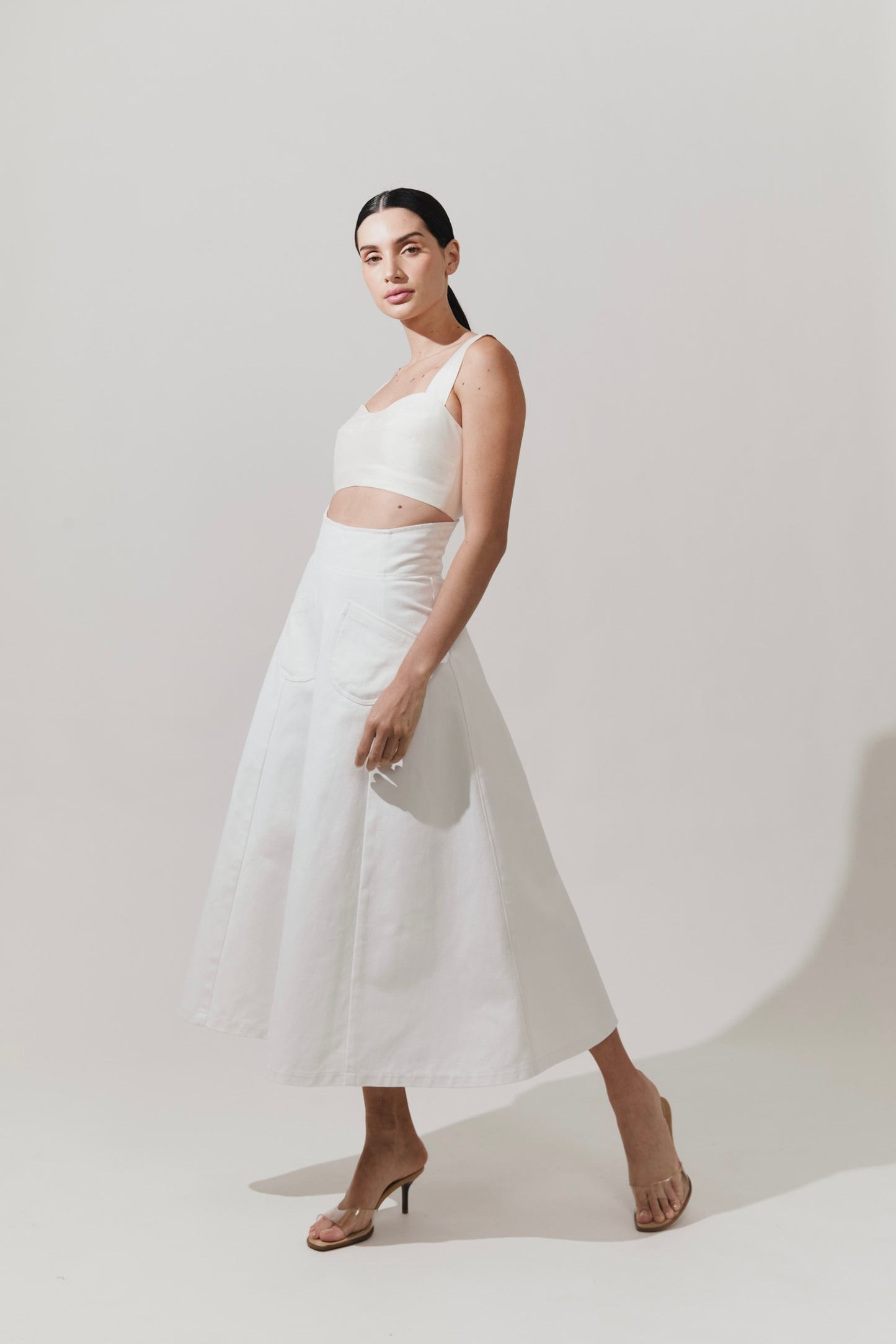 Falda denim off-white