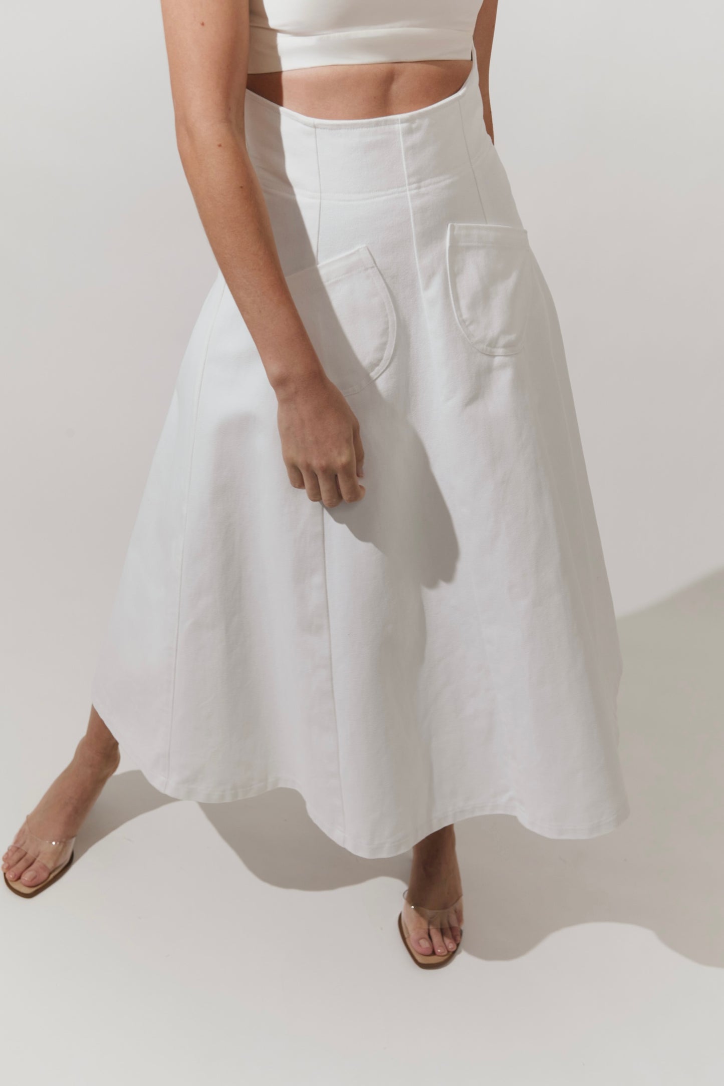 Falda denim off-white
