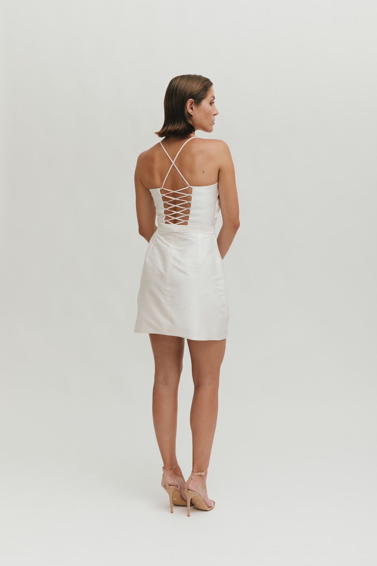 Vestido drapeado mini Bridal
