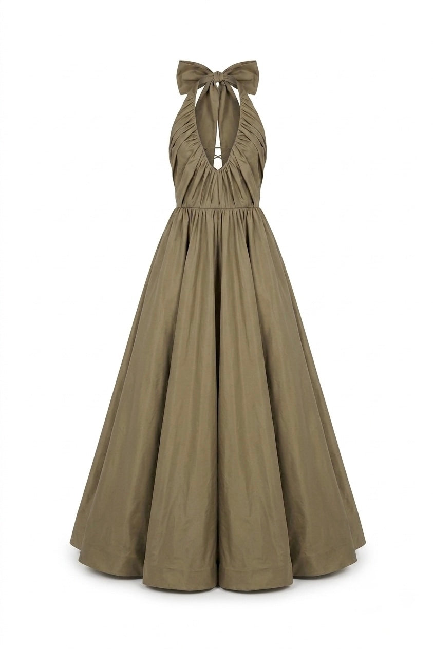 Vestido halter con lazo