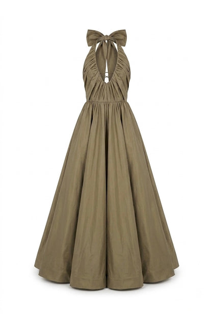 Vestido halter con lazo