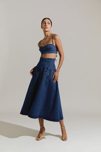 Falda larga denim