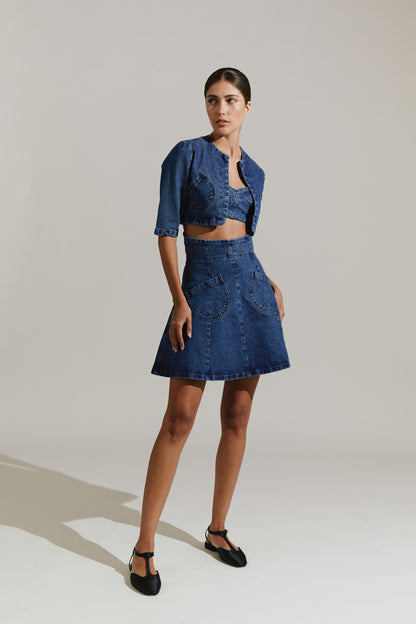 Falda corta denim