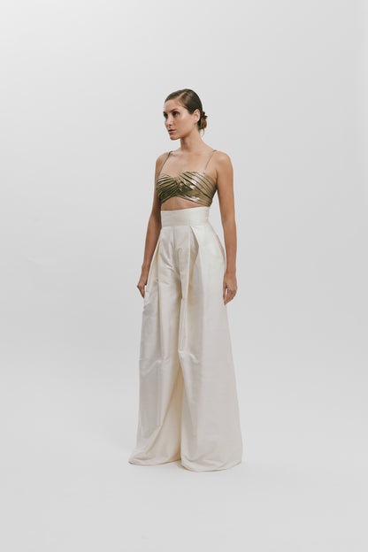 Top plisado con tirantes finos