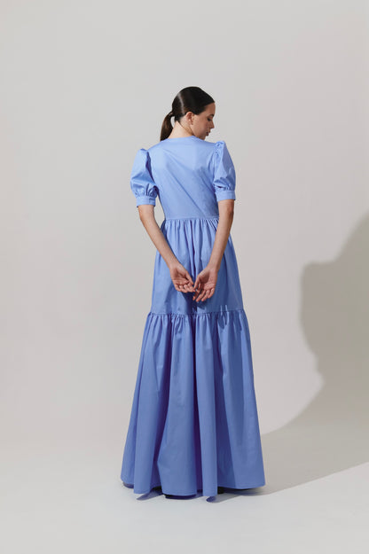 Maxi vestido con pliegues