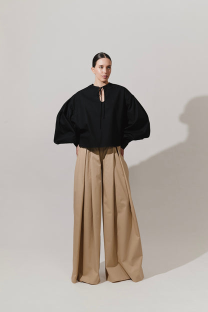 Blusa maxi mangas con cuello redondo