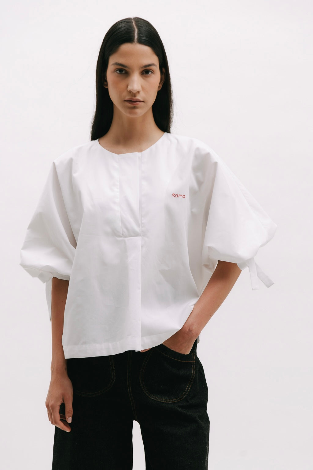 Blusa manga balloon con lazos