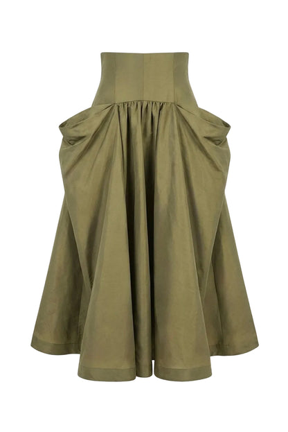 Falda midi con maxi bolsillos