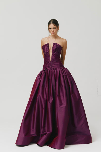 Vestido drapeado con escote V