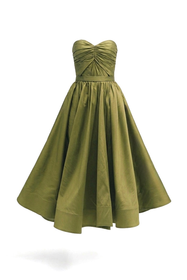 Vestido strapless drapeado