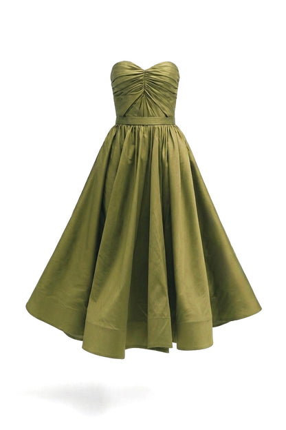 Vestido strapless drapeado
