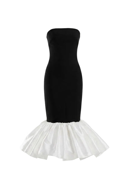 Vestido midi con mini vuelo sirena
