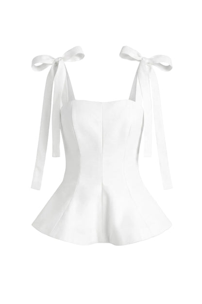 Top peplum con tirantes de lazo