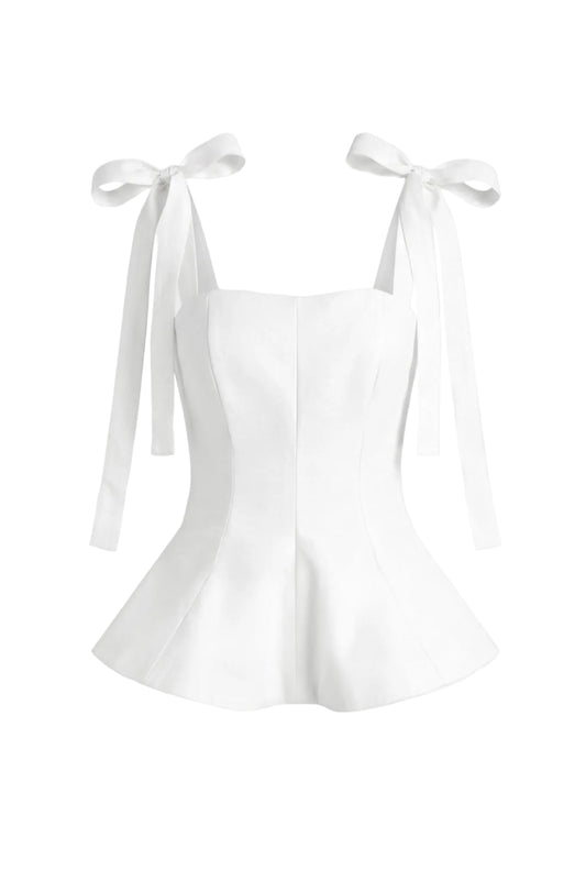 Top peplum con tirantes de lazo